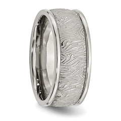 Stainless Steel Polished and Textured 9mm Rounded Edge Band