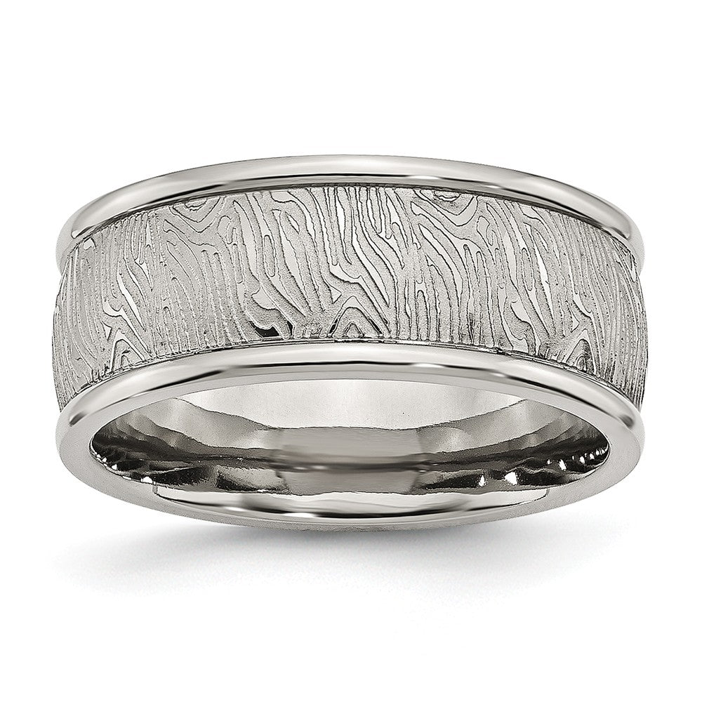 Polished & Textured Wedding Band in Stainless Steel, 9mm