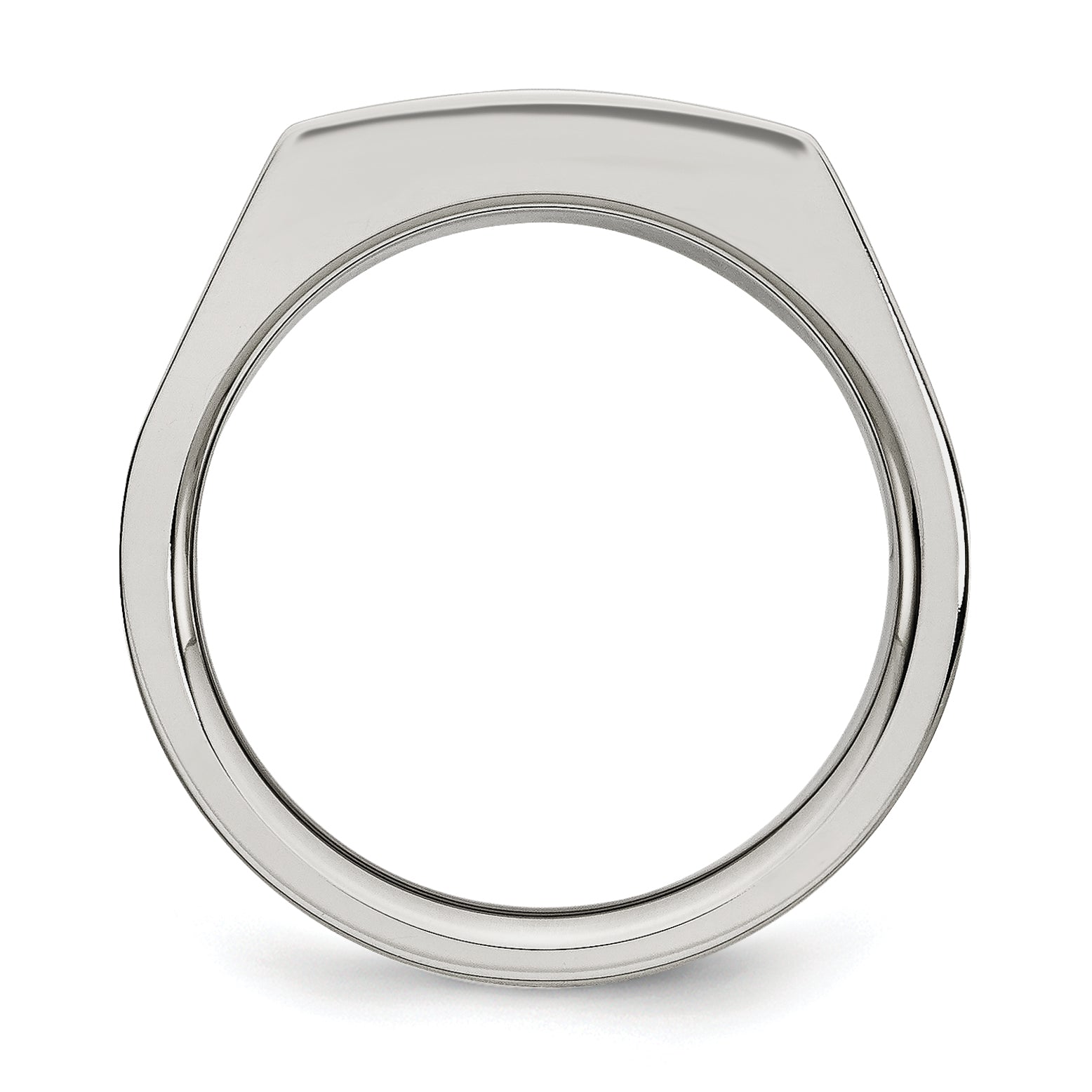 Stainless Steel Brushed and Polished with Black CZ Ring Secondary image