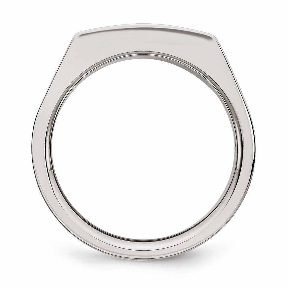 Sophia Jewelers Men's Stainless Steel Black CZ Ring with Polished & Brushed Finish - 9 - 9