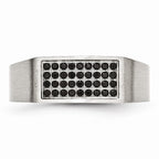 Sophia Jewelers Men's Stainless Steel Black CZ Ring with Polished & Brushed Finish