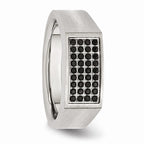 Sophia Jewelers Men's Stainless Steel Black CZ Ring with Polished & Brushed Finish