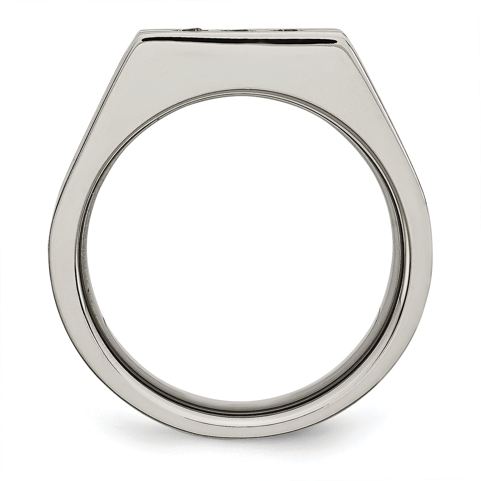 Stainless Steel Brushed Black IP-plated with CZ Signet Ring Secondary image