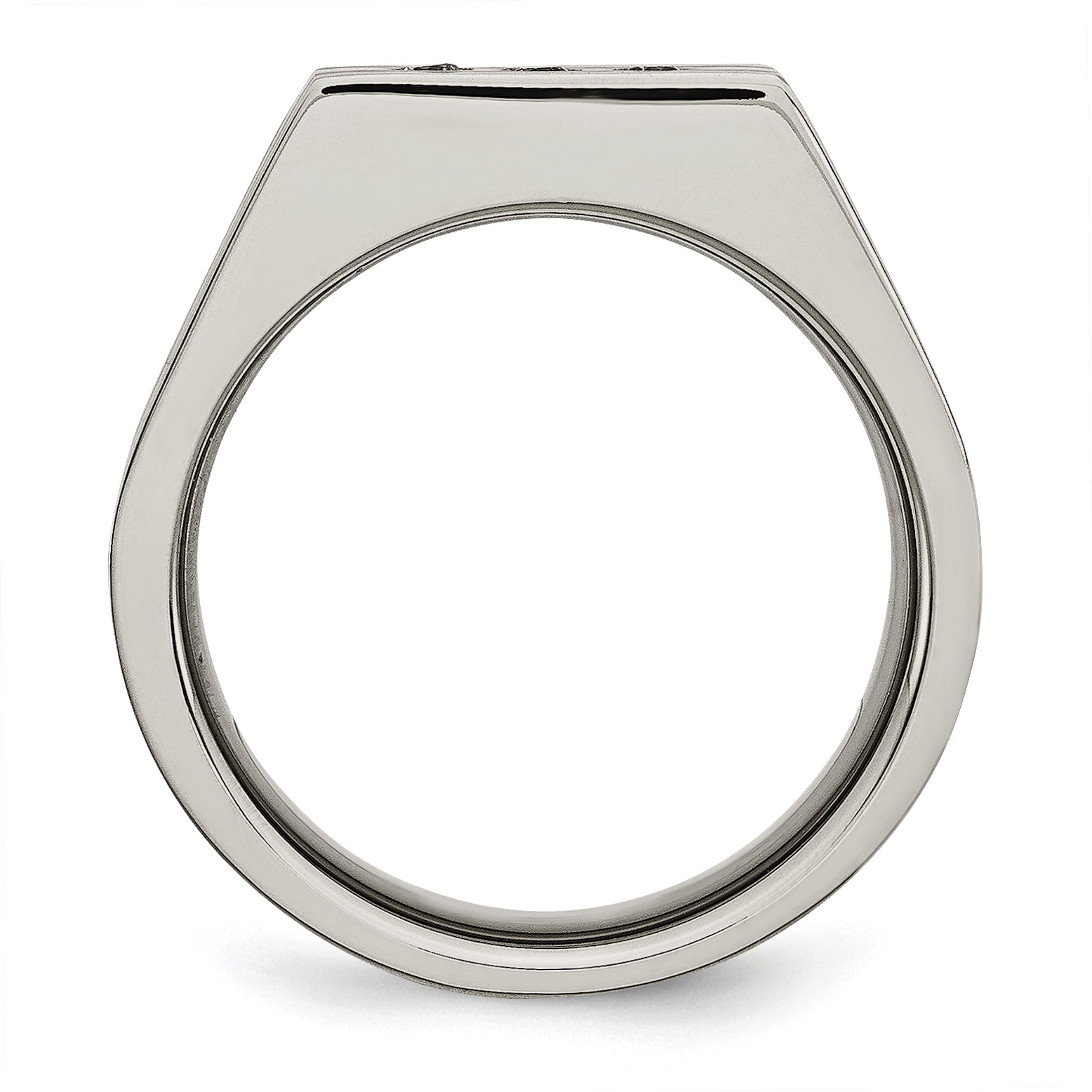 Stainless Steel Brushed Black IP-plated with CZ Signet Ring