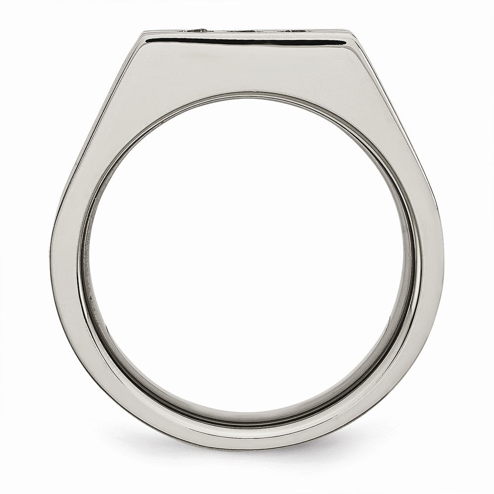 Stainless Steel Men's Ring with Brushed Black Finish and CZ Accents Secondary image