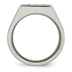 Stainless Steel Brushed Black IP-plated with CZ Signet Ring