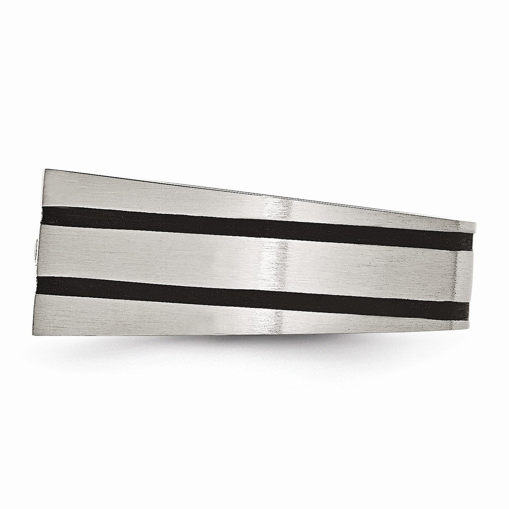 Stainless Steel Men's Ring with Brushed Black Finish and CZ Accents