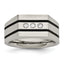 Stainless Steel Brushed Black IP-plated with CZ Signet Ring