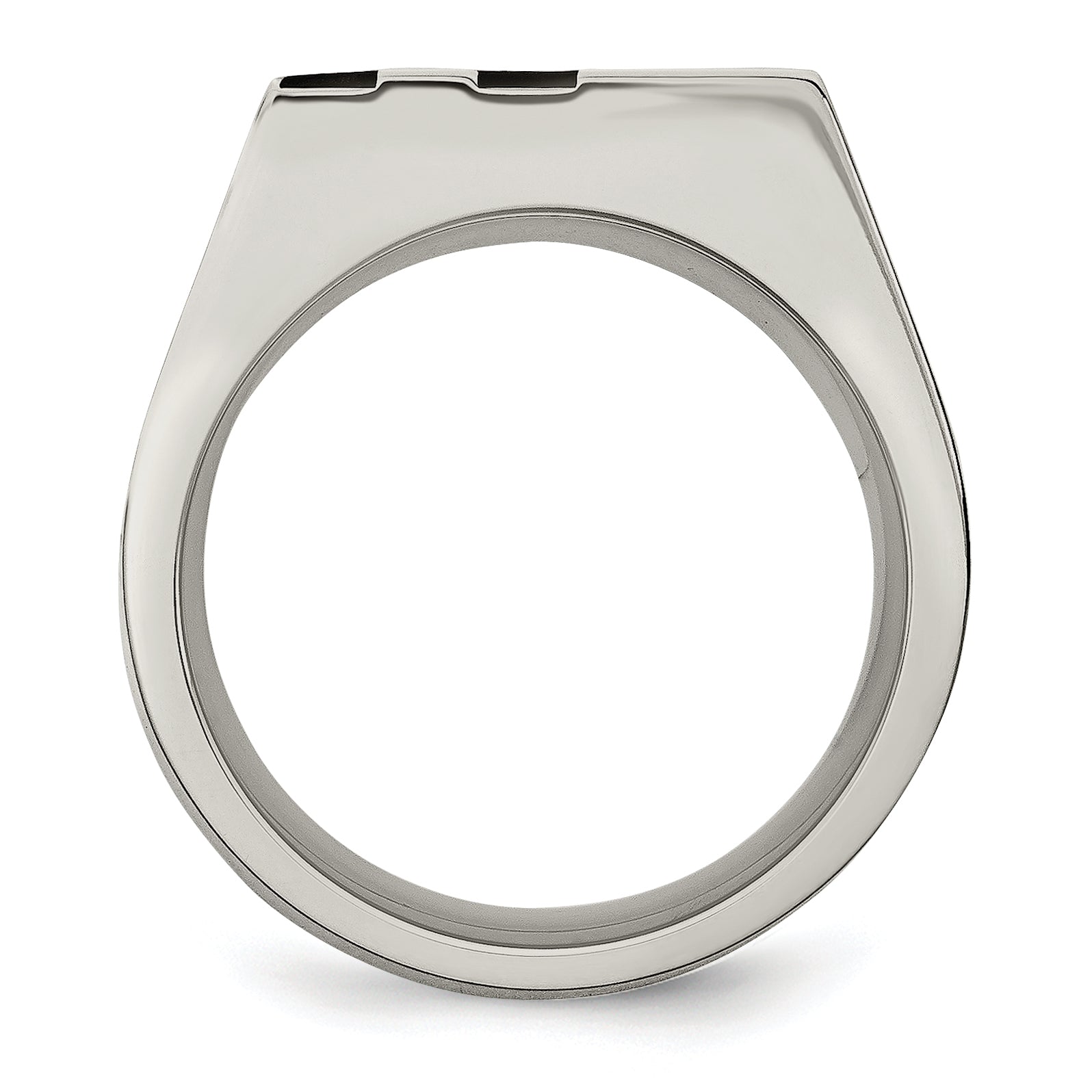 Stainless Steel Brushed Black IP-plated with CZ Signet Ring Secondary image