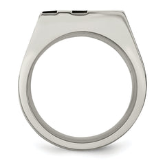 Stainless Steel Brushed Black IP-plated with CZ Signet Ring
