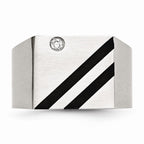 Sophia Jewelers Brushed Black Stainless Steel CZ Men's Ring
