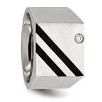 Stainless Steel Brushed Black IP-plated with CZ Signet Ring