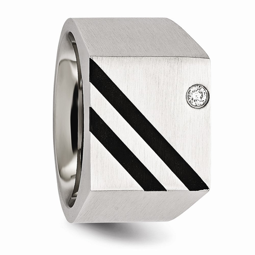 Sophia Jewelers Brushed Black Stainless Steel CZ Men's Ring