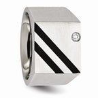 Sophia Jewelers Brushed Black Stainless Steel CZ Men's Ring