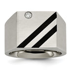 Sophia Jewelers Brushed Black Stainless Steel CZ Men's Ring