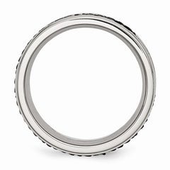 Sophia Jewelers Stainless Steel Wedding Band with Polished Stingray Texture Engravable - 8 - 8