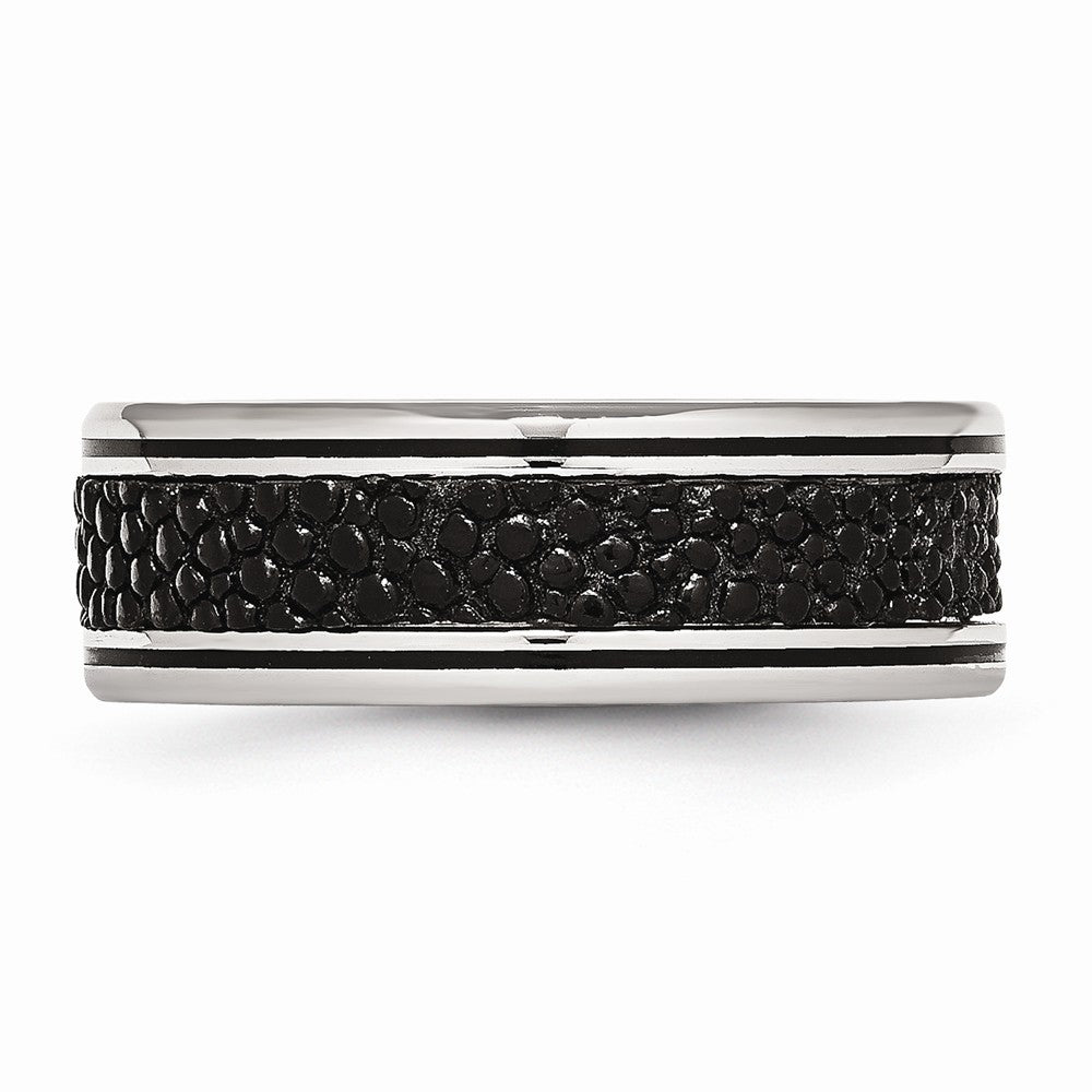Sophia Jewelers Stainless Steel Wedding Band with Polished Stingray Texture Engravable - 8 - 8