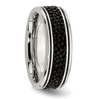 Stainless Steel Polished Grooved with Genuine Stingray Textured 8mm Band