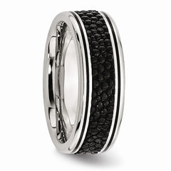 Sophia Jewelers Stainless Steel Wedding Band with Polished Stingray Texture Engravable - 8 - 8