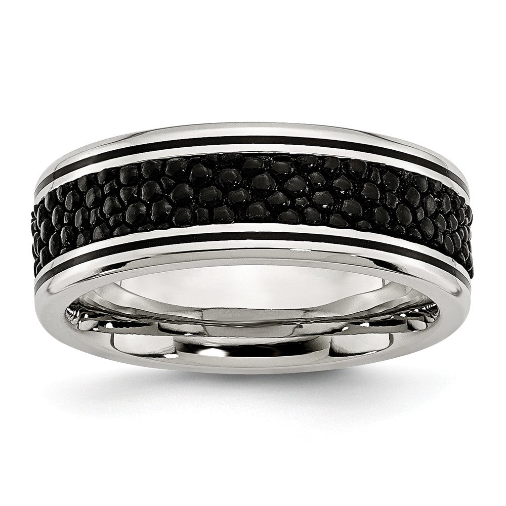Stingray-Textured Wedding Band in Stainless Steel, 8mm