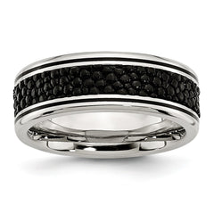 Sophia Jewelers Stainless Steel Wedding Band with Polished Stingray Texture Engravable - 8 - 8