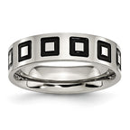 Enameled Flat Wedding Band in Stainless Steel, 6mm