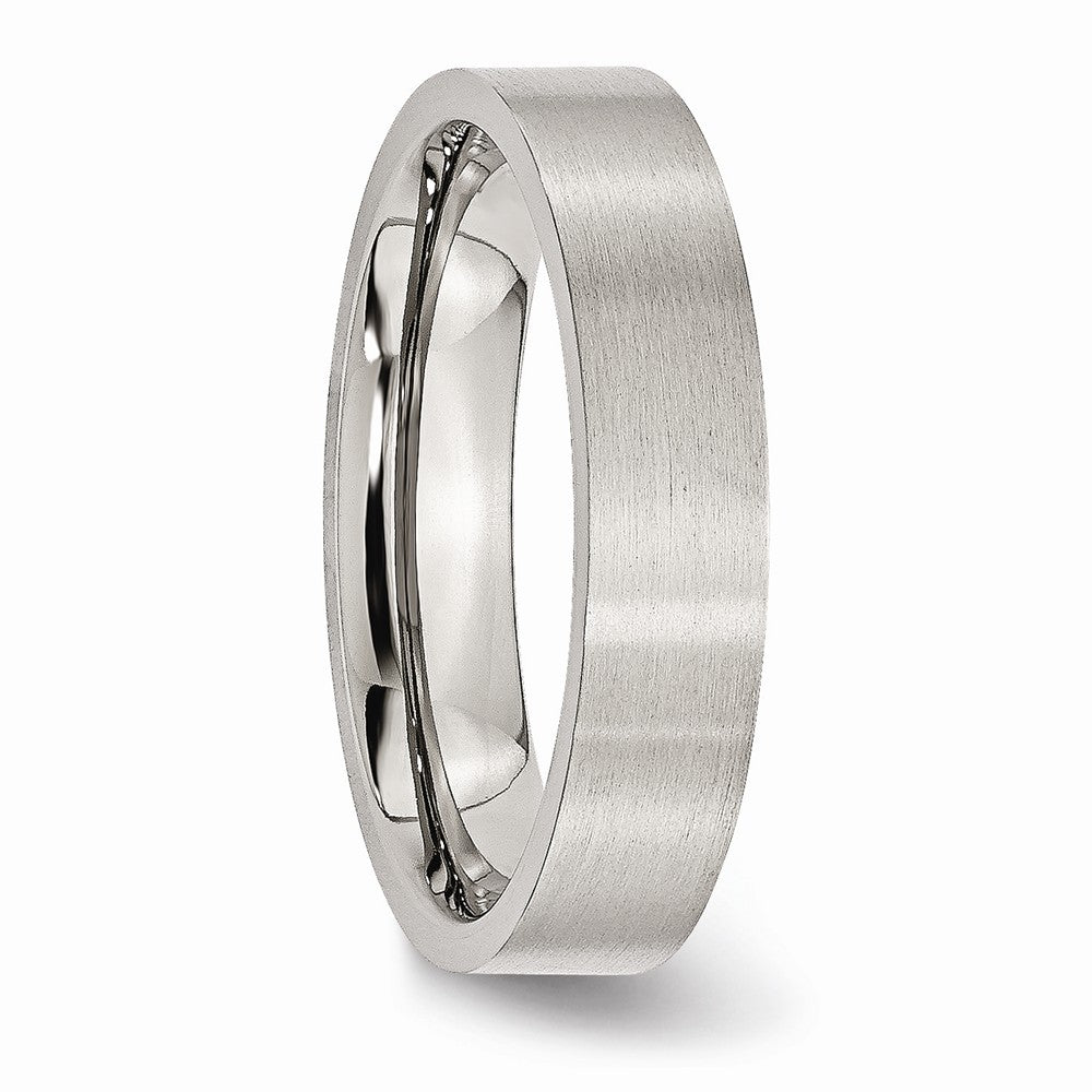 Brushed Flat Wedding Band in Stainless Steel, 5mm