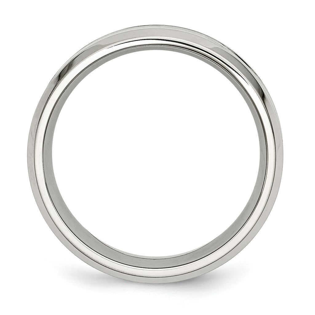Stainless Steel Polished with Koa Wood Inlay Enameled 8mm Band
