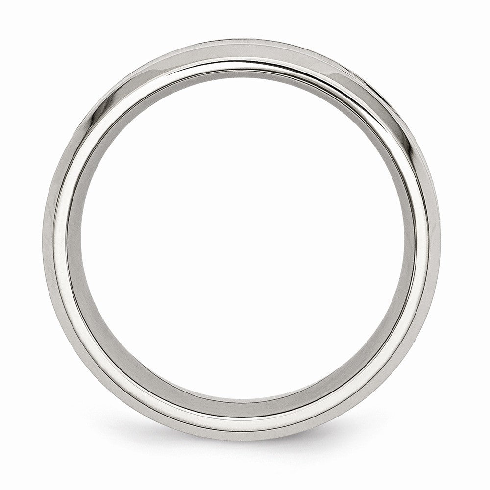 Stainless Steel Wedding Band with Wood Inlay & Enamel Finish