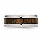 Koa Wood Inlay Wedding Band in Stainless Steel, 8mm
