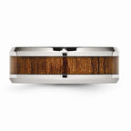 Sophia Jewelers Polished Stainless Steel and Wood Enamel 8mm Comfort Fit Wedding Band
