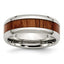 Sophia Jewelers Polished Stainless Steel and Wood Enamel 8mm Comfort Fit Wedding Band