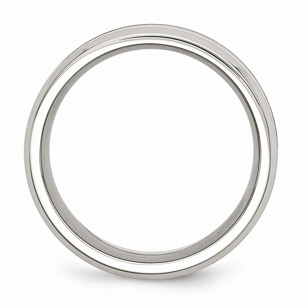 Stainless Steel Wedding Band with Polished Wood Inlay Comfort Fit