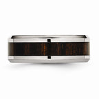 Koa Wood Inlay Wedding Band in Stainless Steel, 8mm