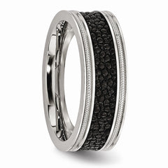 Sophia Jewelers Stainless Steel Black IP-Plated Engravable Wedding Ring - 8 - 8