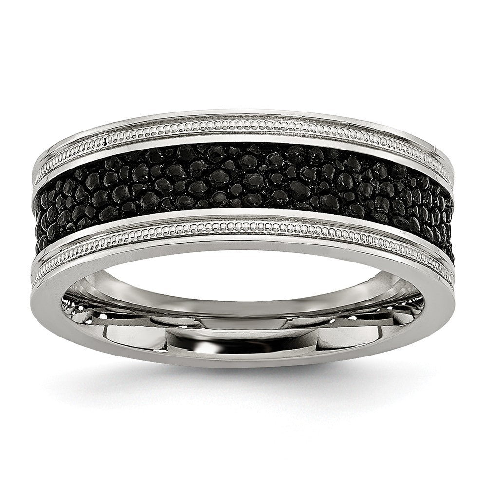 Sophia Jewelers Stainless Steel Black IP-Plated Engravable Wedding Ring - 8 - 8