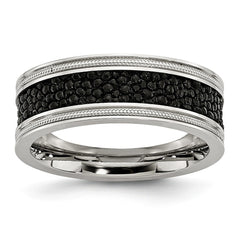 Sophia Jewelers Stainless Steel Black IP-Plated Engravable Wedding Ring - 8 - 8