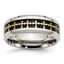 Sophia Jewelers Stainless Steel Wedding Band with Carbon Fiber Inlay and Yellow IP Gold Tone