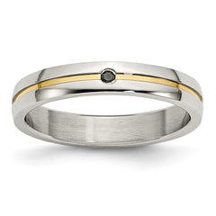 Sophia Jewelers Stainless Steel Yellow-Gold Diamond Wedding Band Elegant Design