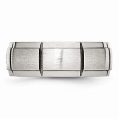 Sophia Jewelers Stainless Steel 8mm Diamond Wedding Band - Polished & Brushed, Engravable