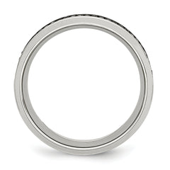 Stainless Steel Polished 1/3 Carat Black Diamond 10mm Band