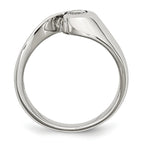 StainleSterling Silver Steel Polished CZ Ring