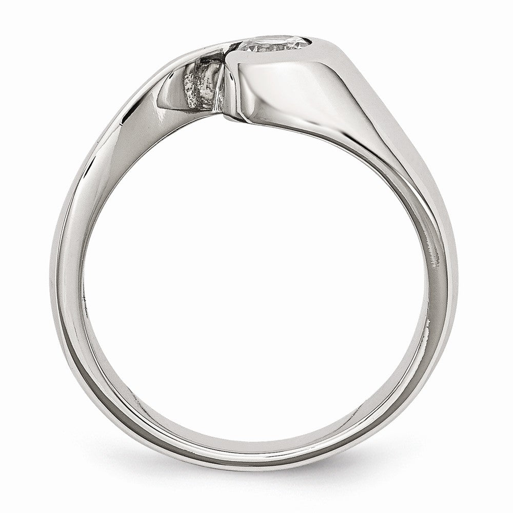 Sophia Jewelers Polished Stainless Steel CZ Fashion Ring in Elegant White - 6 - 6