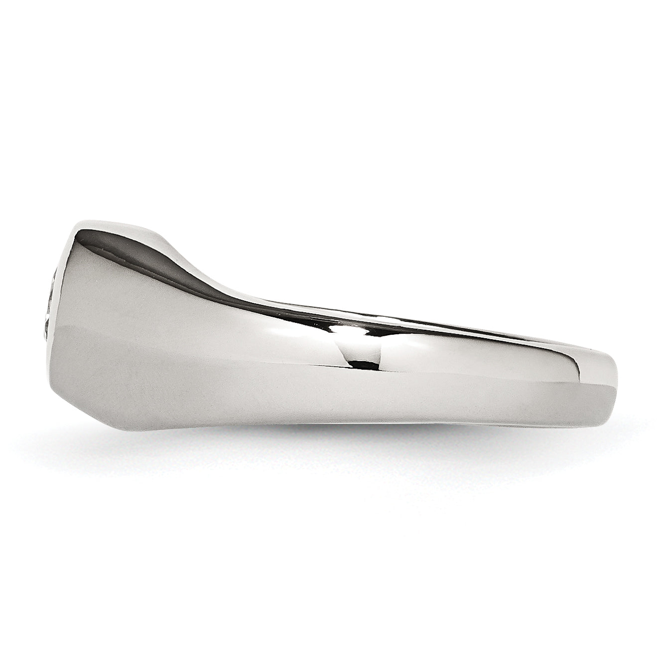 StainleSterling Silver Steel Polished CZ Ring