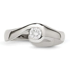 StainleSterling Silver Steel Polished CZ Ring