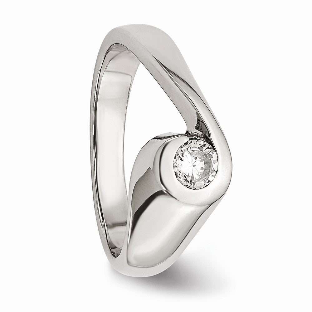 Sophia Jewelers Polished Stainless Steel CZ Fashion Ring in Elegant White - 6 - 6
