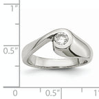 StainleSterling Silver Steel Polished CZ Ring