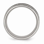 Stainless Steel 10mm Diamond Wedding Band with Ridged Edge