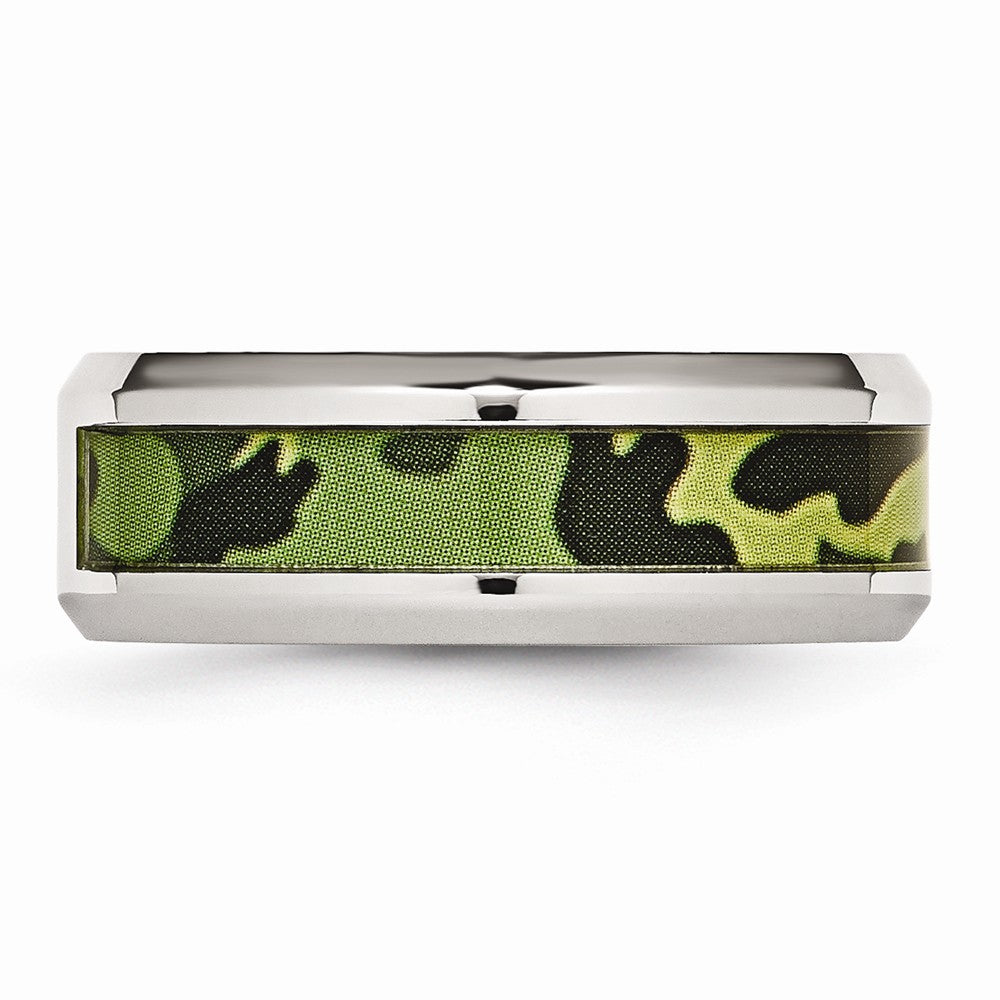 Sophia Jewelers Stainless Steel Diamond Camouflage 8mm Polished Wedding Band - 8 - 8