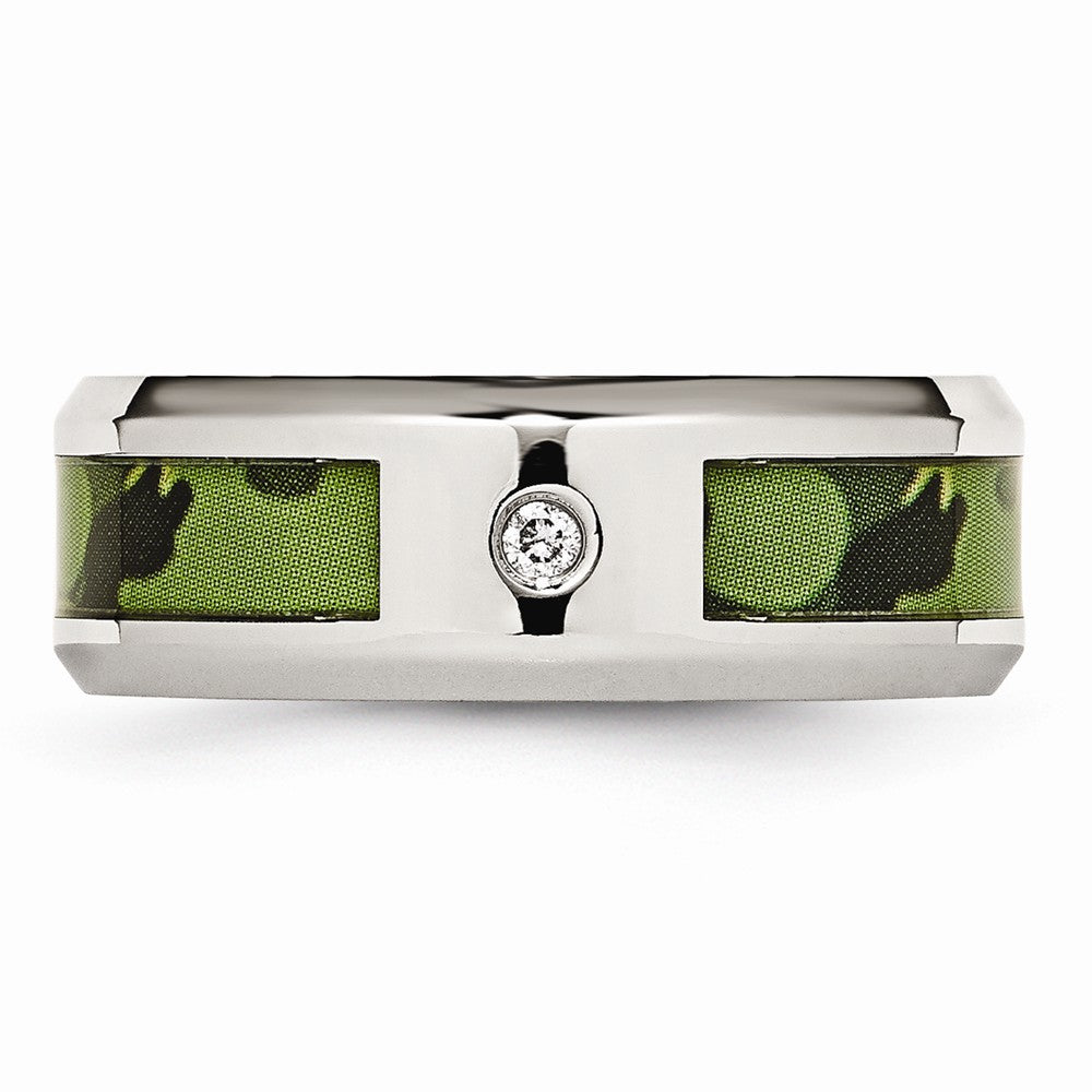 Sophia Jewelers Stainless Steel Diamond Camouflage 8mm Polished Wedding Band